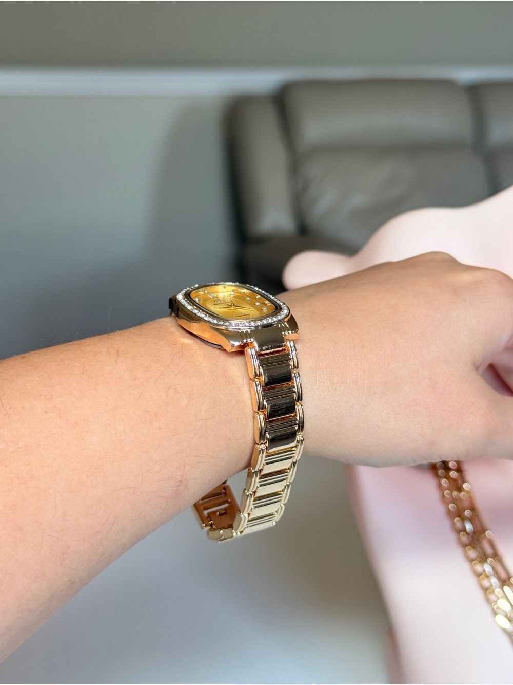 Gold Tone Women's Bracelet Watch with Crystal Accent - Picture 6 of 11